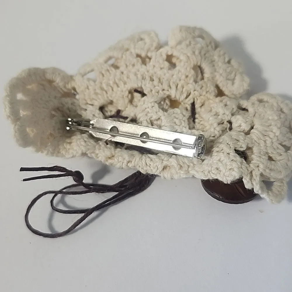 Crochet Brooch With Buttons